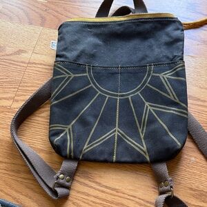 Canvas Sunburst Mini Backpack - Black/Gold by Rachel-Elise